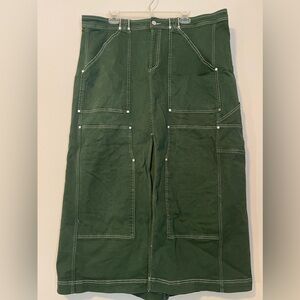 Anthropologie Pilcro Carpenter Maxi Skirt in Green 24W